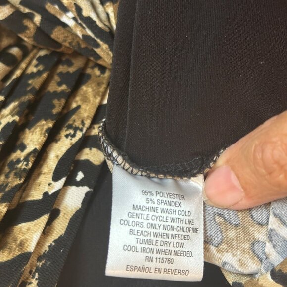 JM Collection XL Polyester Lined Animal Print Deep V-Neck Pull On Brown Black - Picture 5 of 7